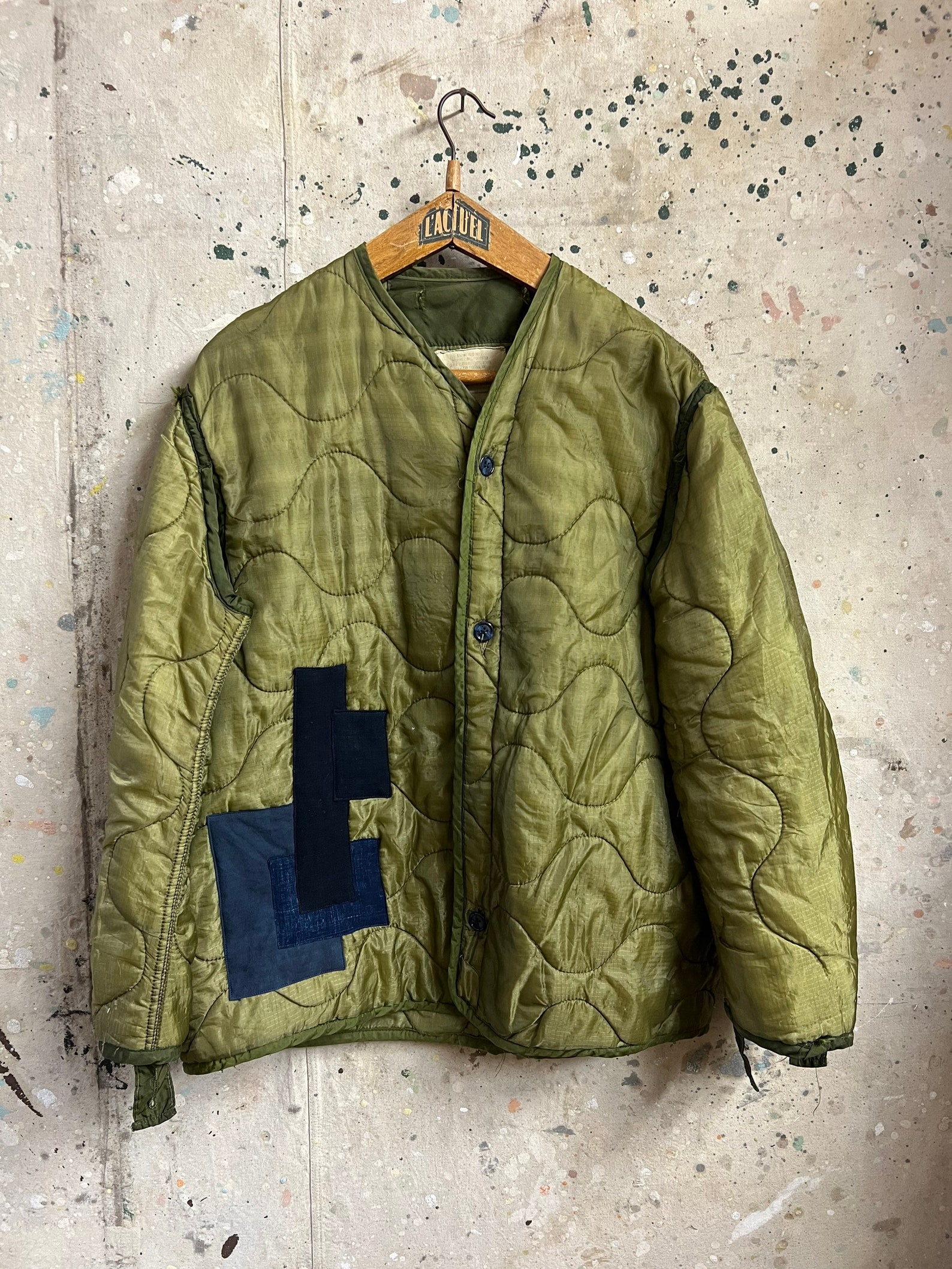 Vintage US Army Liner Jacket Patched by Japanese Indigo Fabric Etsy