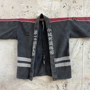 Vintage Japanese nice fade sashiko fabric firefighter hanten jacket #3641