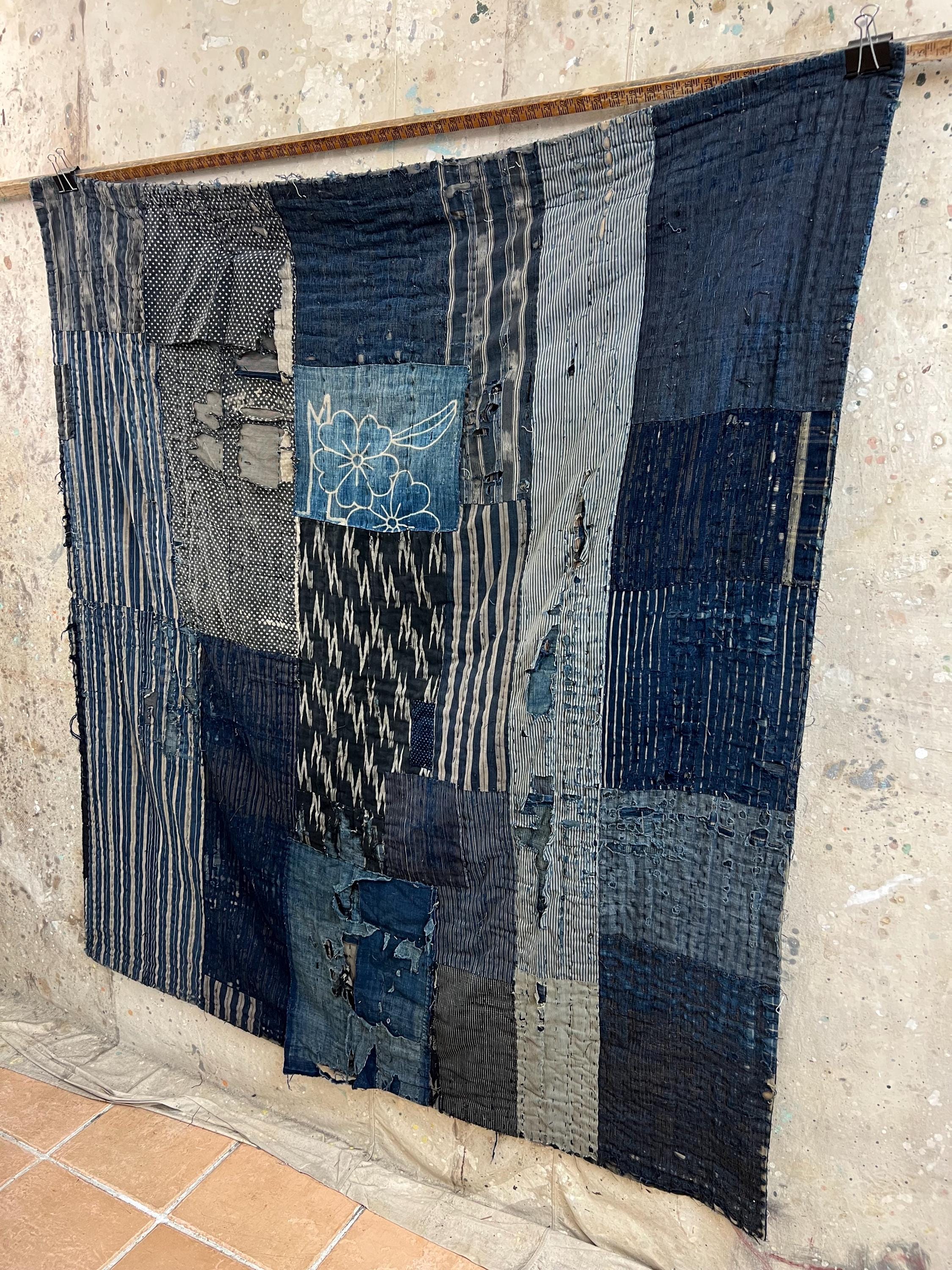 denim rug HYST購入品 vintage Vintage Japanese Indigo Dyed Boro Patched Rug #3911 - Etsy