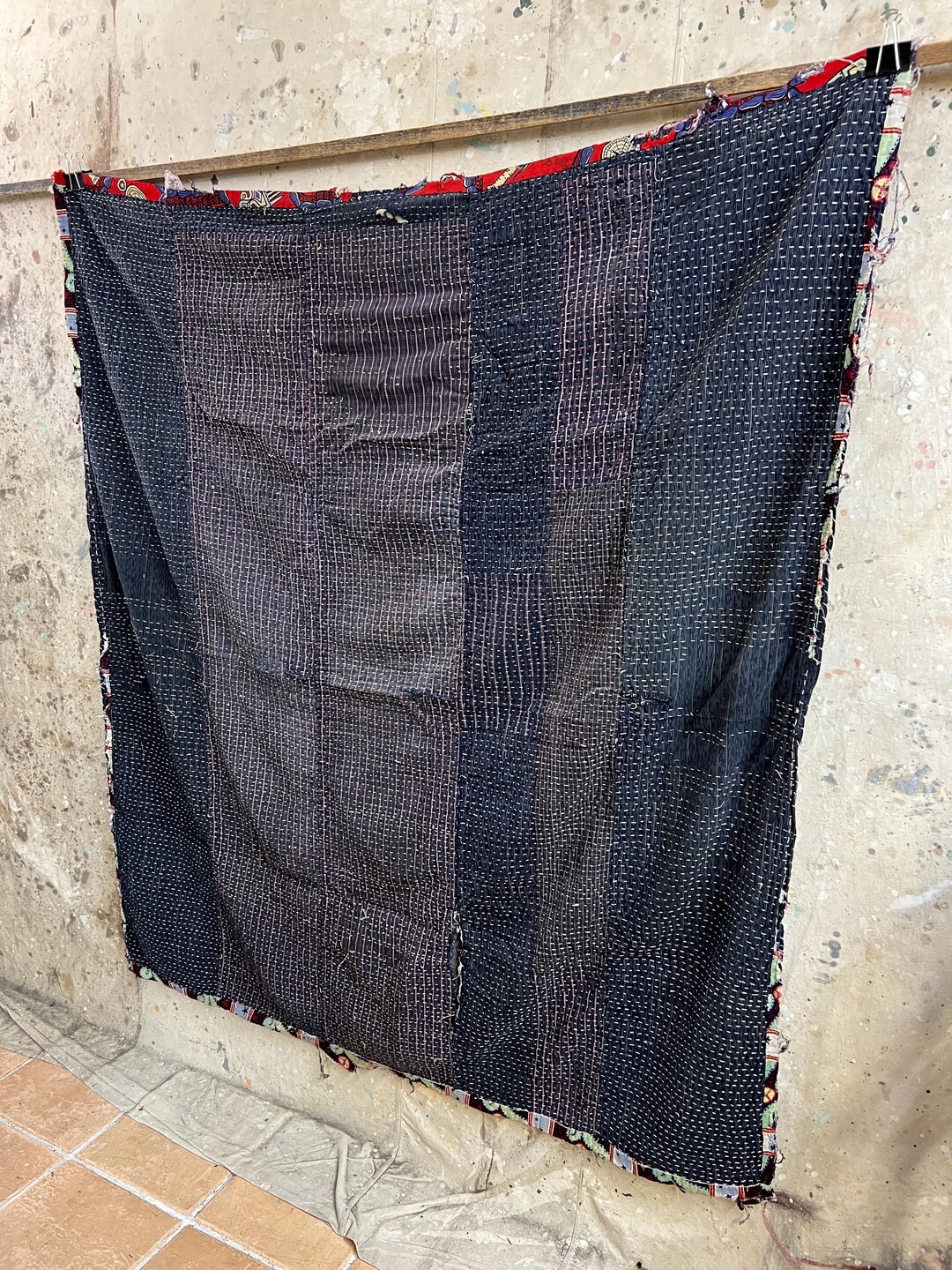 Vintage Japanese Destroyed Sashiko Stitching Rug #2326 - Etsy