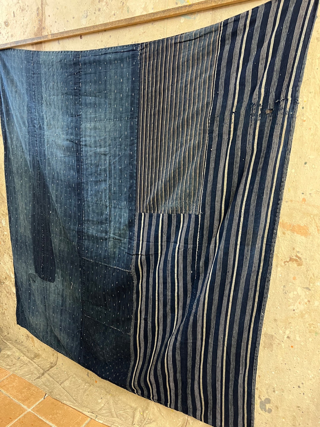 Vintage Japanese Indigo Dyed Boro Rug 1239 Etsy