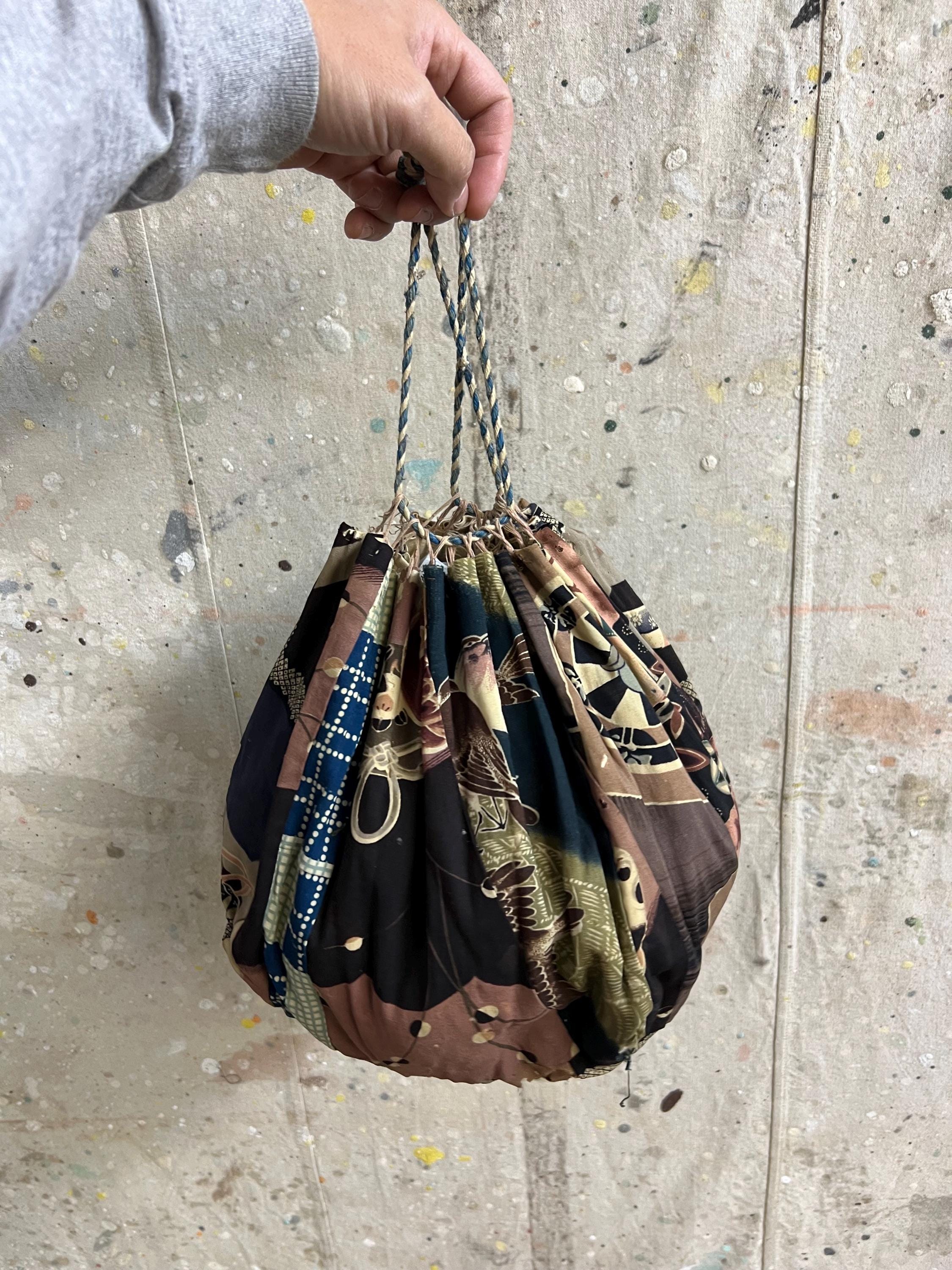 Vintage Japanese Kimono Fabric Patched Tokimai-bukuro Bag #4292 - Etsy