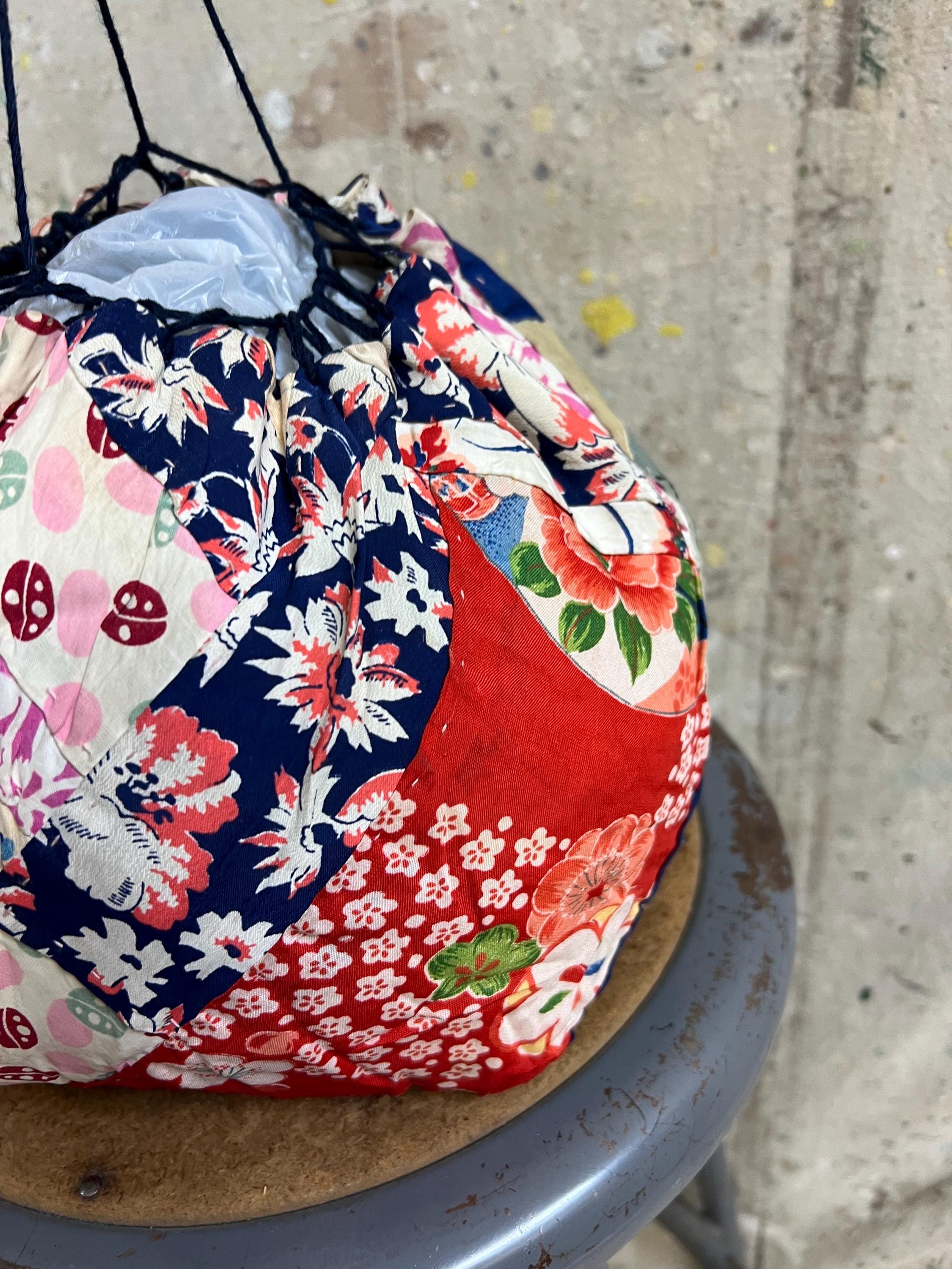 Vintage Japanese Kimono Fabric Patched Tokimai-bukuro Bag #4290 - Etsy