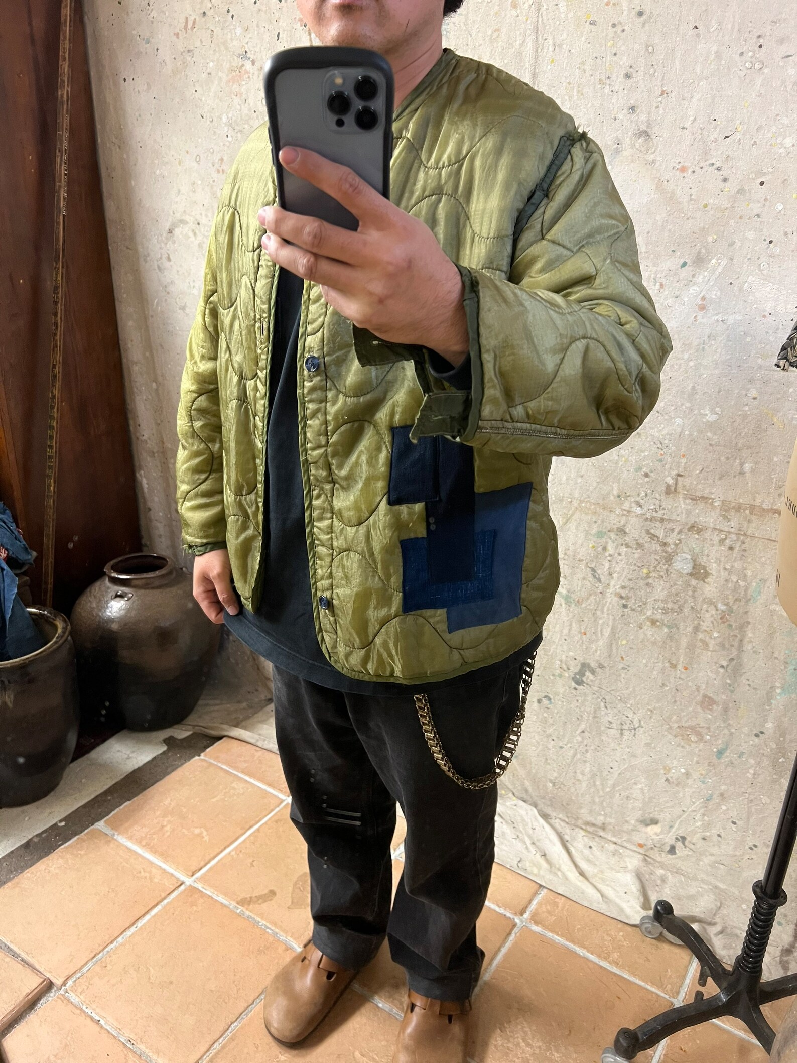 Vintage US Army Liner Jacket Patched by Japanese Indigo Fabric Etsy