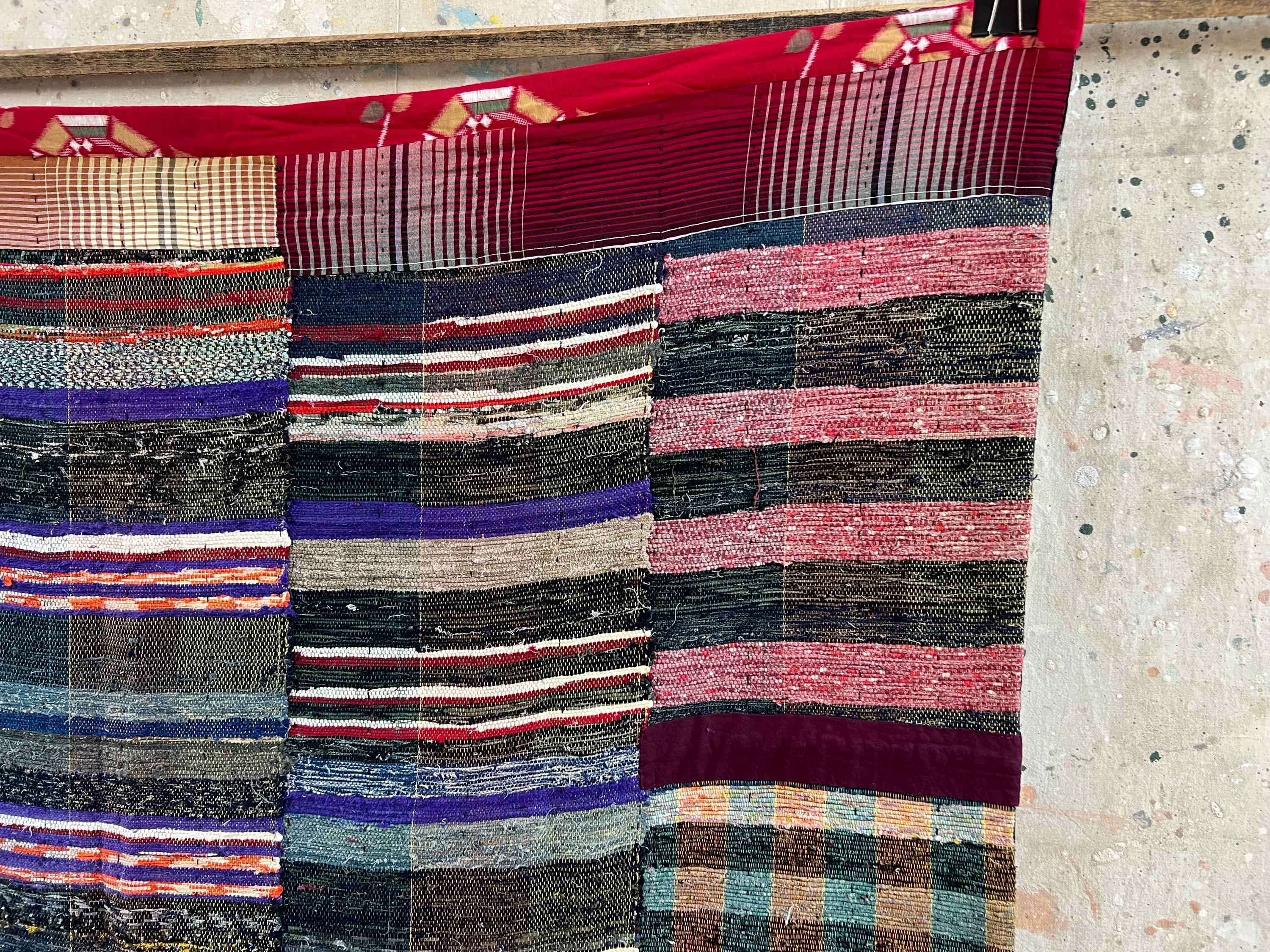 裂織 Vintage Japanese 5 Panel Sakiori Fabric Rug #3439 - Etsy