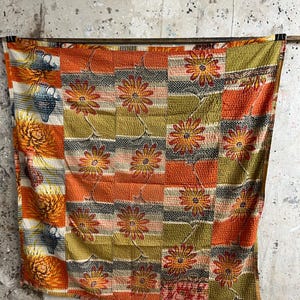 Vintage Japanese sashiko stitching fabric rug #3582