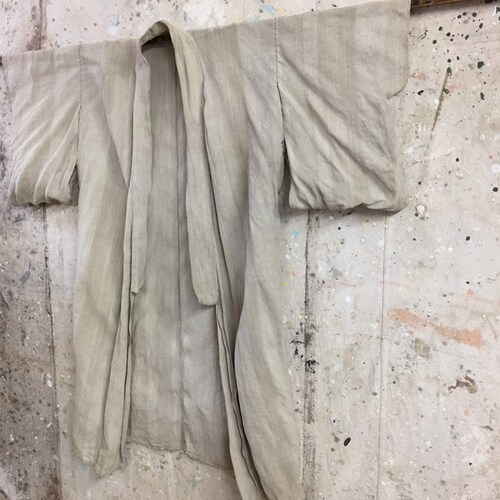 Vintage Japanese shops natural color linen kimono #363