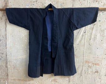 Vintage Monoprix Bleu Workwear Indigo Denim Jacket Medium 1990s