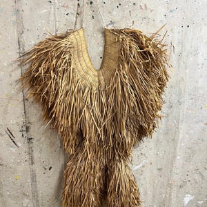 Vintage Japanese Mino hand woven straw rain cape #3741