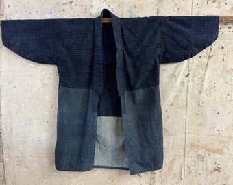 Vintage Japanese indigo kasuri dyed  noragi jacket #1927