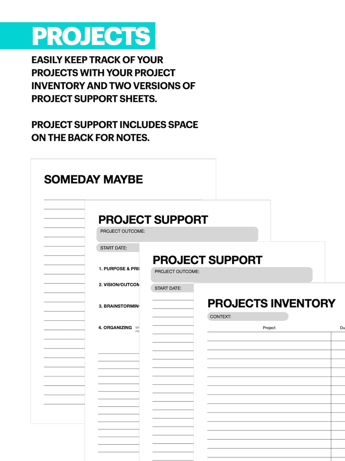 Gtd Handout.pdf Printable GTD Worksheets Starter Bundle | PDF Digital Download | Letter ...