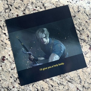 Impressão artística quadrada de Leon Kennedy "Eu te darei um corpo sagrado"