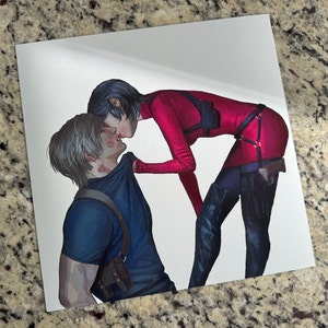 Leon Kennedy and Ada Wong "Valentine's Day" square art print