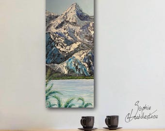 Original Oil Painting: Mountainscape Blue mountain Breeze (60cm x 25.5cm x 3cm)