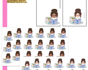 Lizzy Study//Planner Character Stickers//EC//HP
