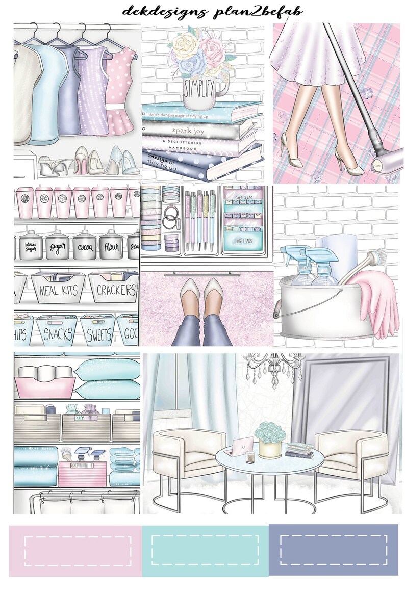 Spring Cleaning-White Space Kit 4 SheetsWeekly Sticker KitErin Condren StickersHappy Planner StickersPlanning Stickers
