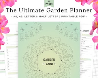Garden Planner Printable, Vegetable & Flower Garden Journal, Garden Calendar + To Do List, Sow To Harvest Trackers, Plant Care Log PDF