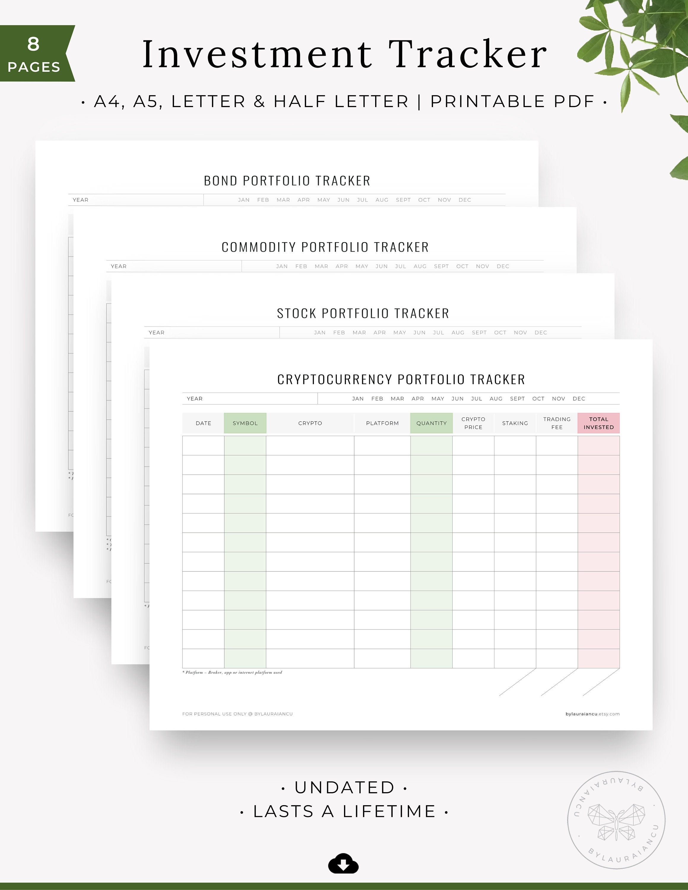 investment tracker printable investment planner money etsy singapore