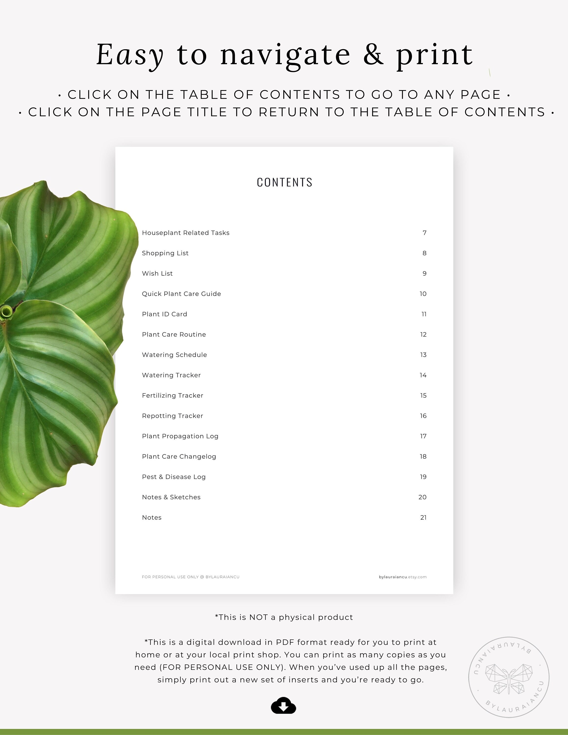 Plant Planner Printable House Plant Journal Indoor Plant - Etsy UK