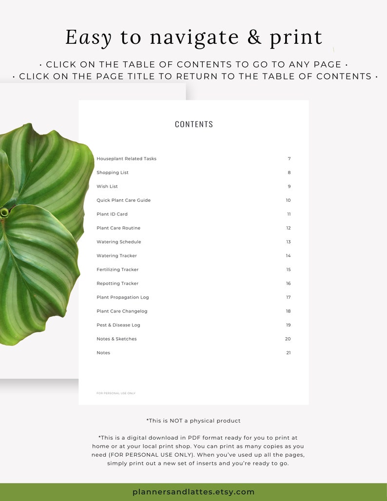 Plant Planner Printable House Plant Journal Indoor Plant Etsy