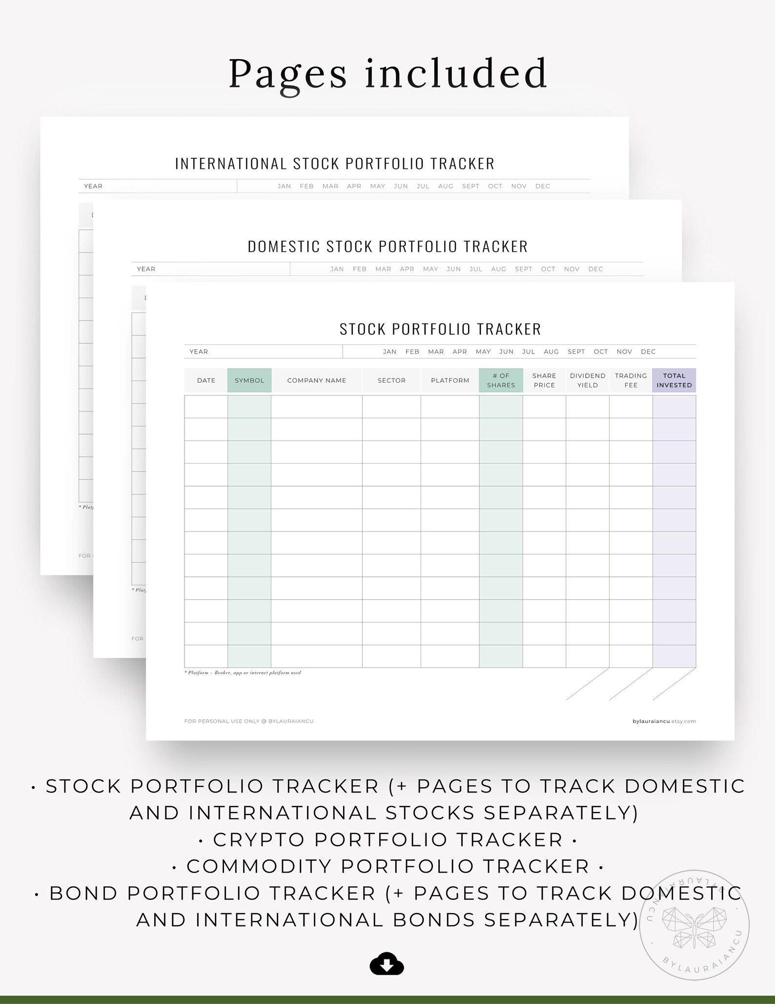 Investment Tracker Printable Investment Planner Money Etsy