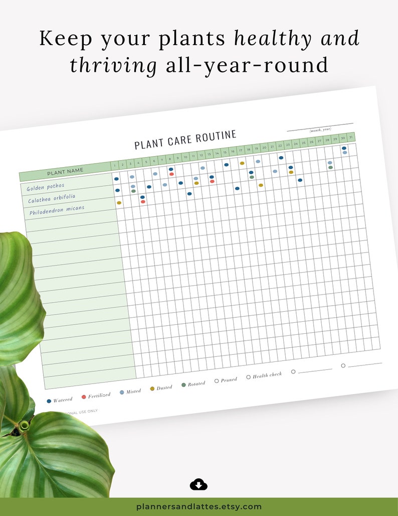 Plant Planner Printable House Plant Journal Indoor Plant Etsy