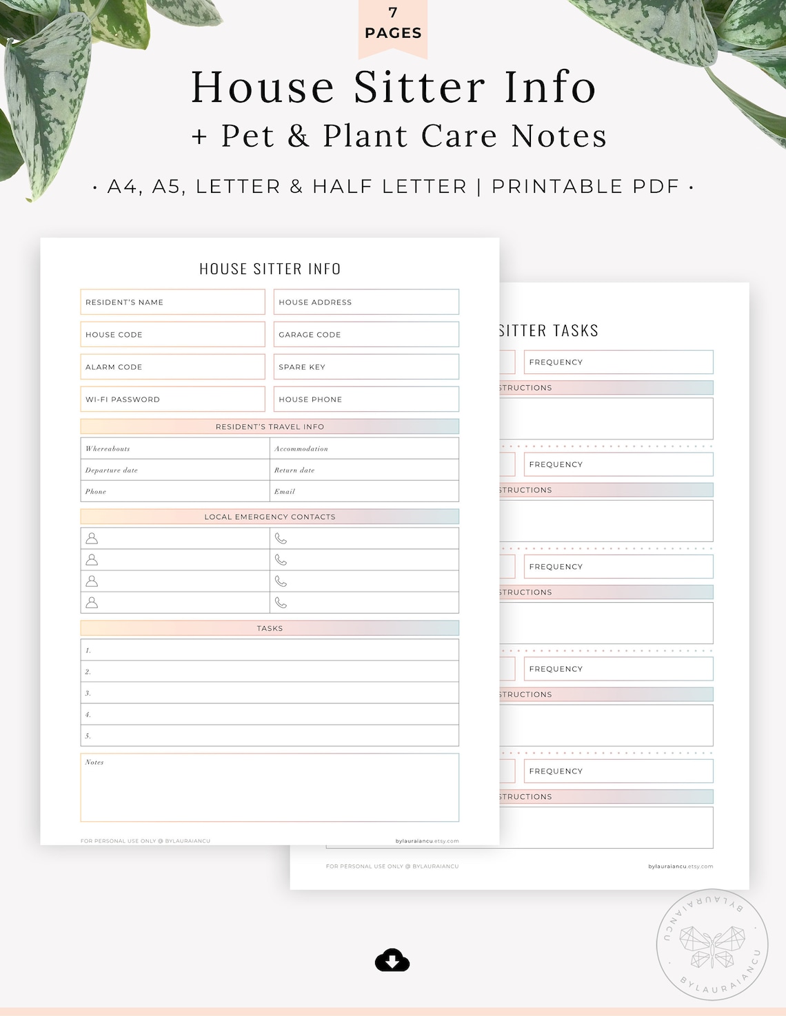 house-sitter-planner-printable-house-sitter-notes-pet-sitter-etsy