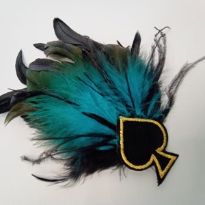 Turquoise and Black Ace Feather Flapper Hair Clip Accessory Vintage Inspired 20s Gatsby Burlesque Chic