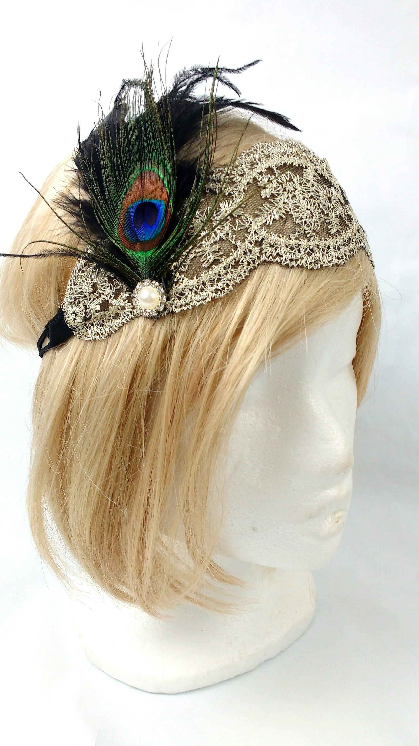 Coolww Coucoland 1920s Bandeau de Plumes pour Femme Style Années 20 Bandeau  à Cheveux Charleston Accessoire de Déguisement Taille Unique Vert Foncé