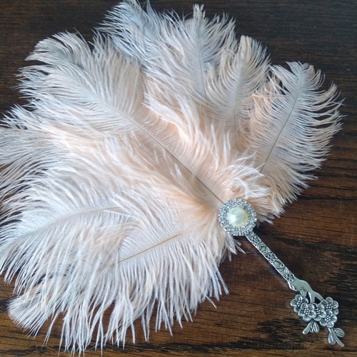 Black 20s Wedding Handheald Feather Fan Vintage Inspired Boho | Etsy