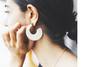 Chunky Bone & Brass Hoop Earrings / KENYA