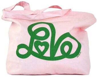 Love Tote Bag/Shopping Bag/Grocery Bag/School Bag/Beach Bag