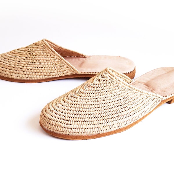 Natural Raffia Slides /US Women's Size 9.5/ MOROCCO