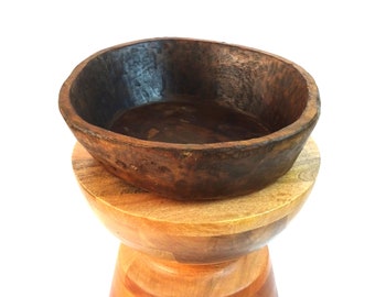 Large Antique Hand-hewn Wooden Bowl/Made In Nepal/Home Decor