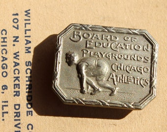 1920's Chicago Board of Education Playgrounds Athletics Sport Pin Pinback