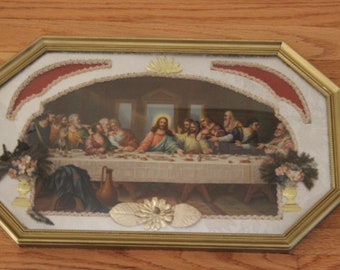 Vintage Last Supper Wooden Framed Picture