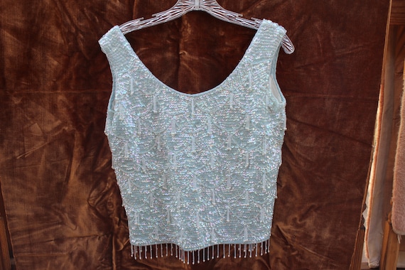 1950's Sequin Top 100% Wool Made In Hong Kong - image 1