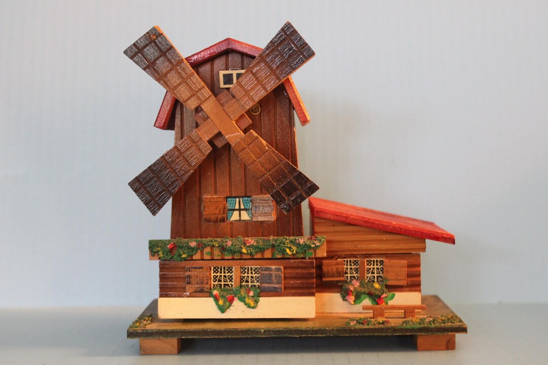 Wooden Windmill Jewelry/trinket Box Vintage Handmade - Etsy