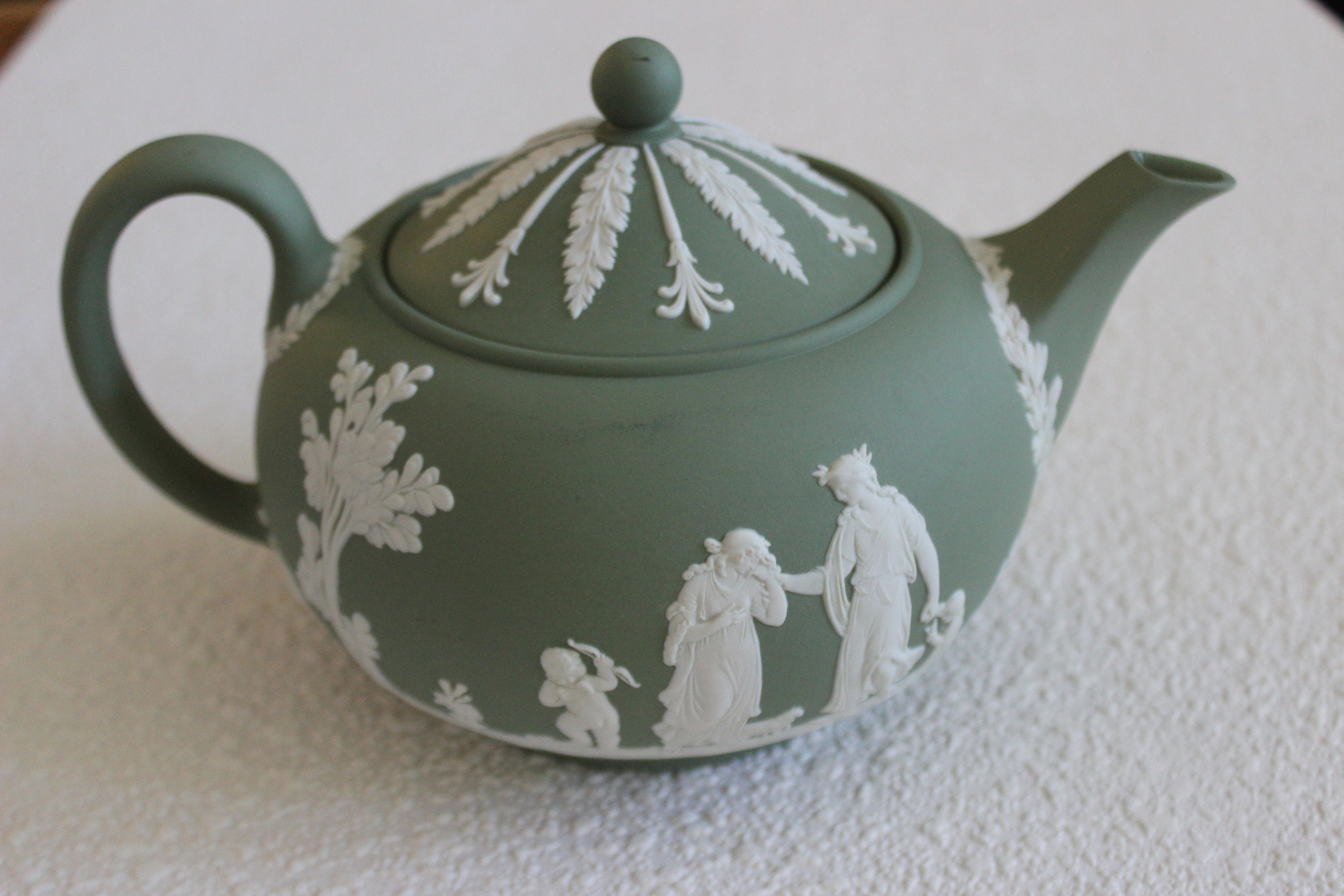Vintage Wedgwood Green or Sage Jasperware Teapot Etsy
