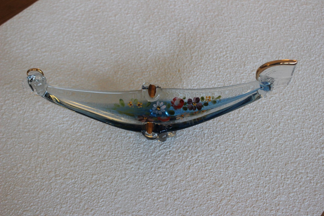 Vintage Hand Painted Gondola Ashtray Hand Blown Glass Murano Etsy