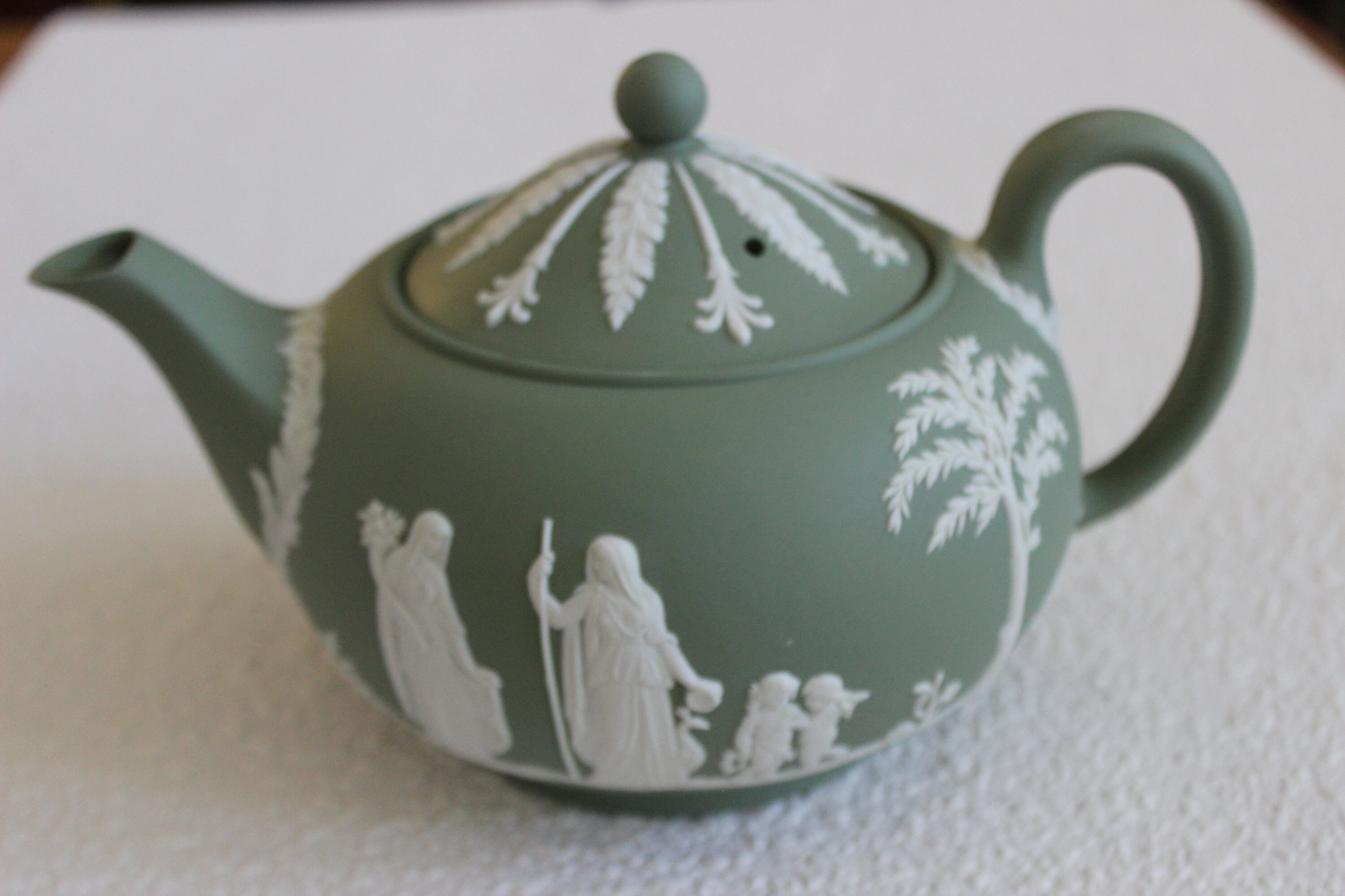 Vintage Wedgwood Green or Sage Jasperware Teapot Etsy