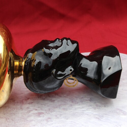 Mid Century Large Blackamoor Nubian Princess Head Vase With 22K Gold shops Trim