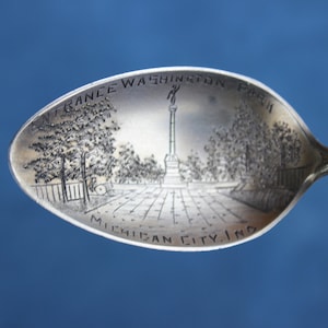 Sterling Silver SHEPARD Souvenir Spoon Washington Park Michigan City, IN