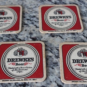 Set of Four 1970&#39;s Drewyrs Beer Coasters