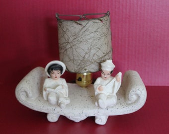 Mid Century Kitschy Asian Lamp With Parchment Shade.