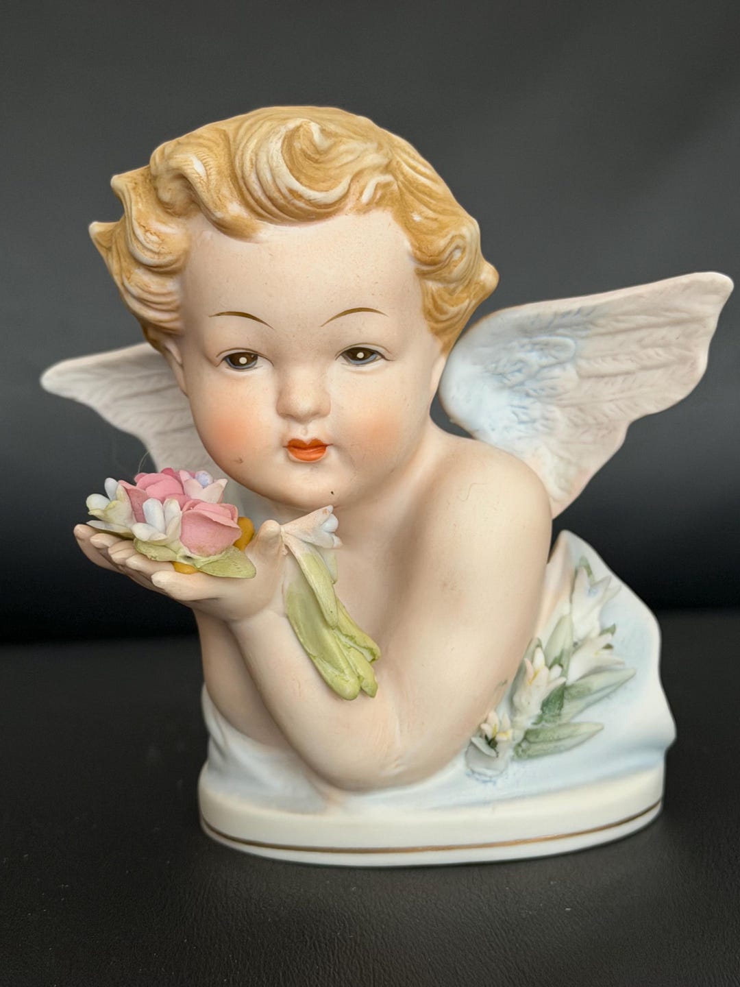 Lefton Vintage Lefton China Hand-painted Bisque Porcelain Angel/cherub - Etsy