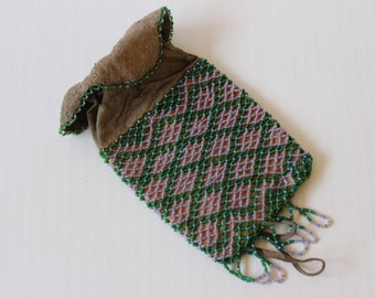 Victorian Beaded Skin Drawstring Handbag