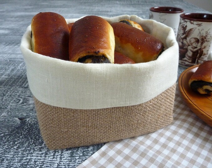Linen Bread Basket Fabric Bread Basket Serving Basket Etsy
