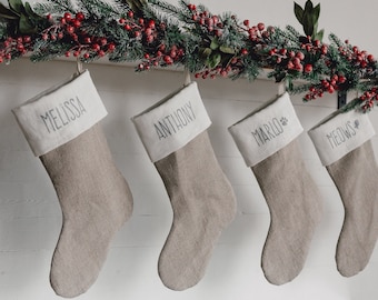 Christmas stockings gray and white, personalized