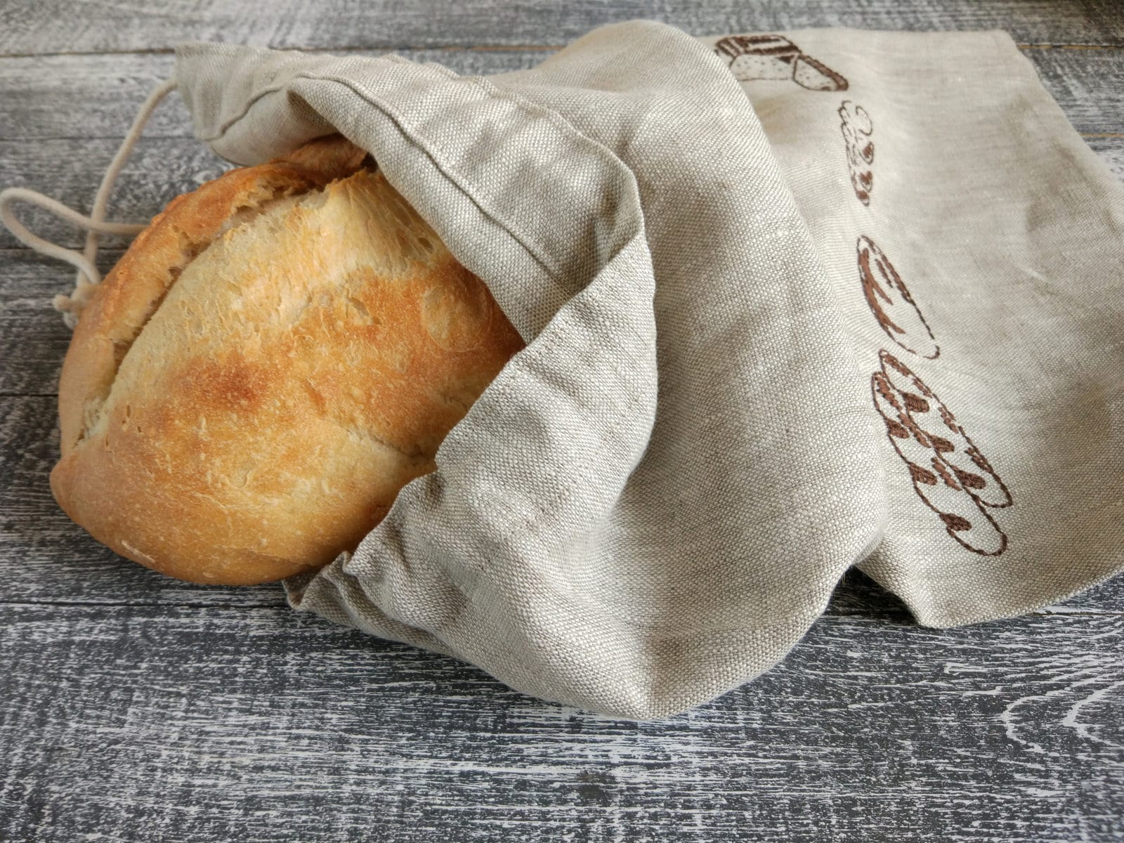 Linen embroidered bread bag 12 x 16. Etsy